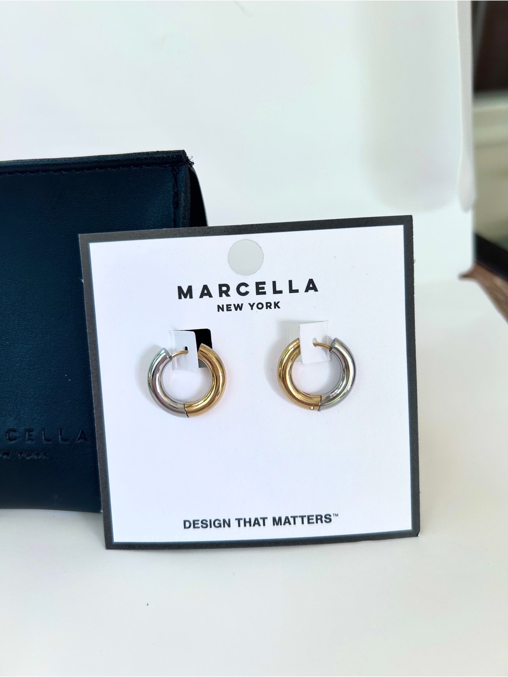 Marcella NYC Mixed Metal Chunky Hoop Earrings Gold Silver Waterproof